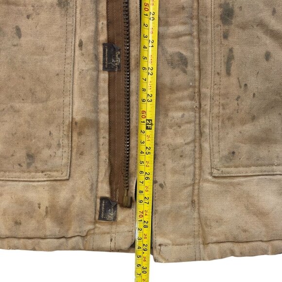 Carhartt Torn Faded Ripped Insulated Work Jacket Canvas Heavy-Duty Outerwear - Picture 13 of 13